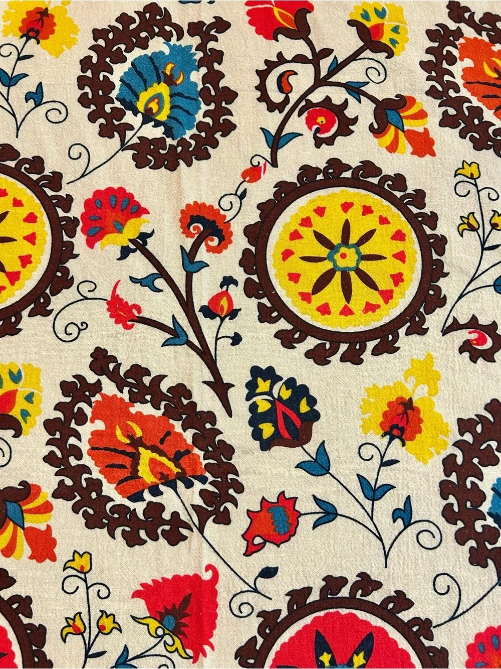 Boho Suzani Floral Lace Trim Tablecloth 89x56 Multi-Use Tapestry